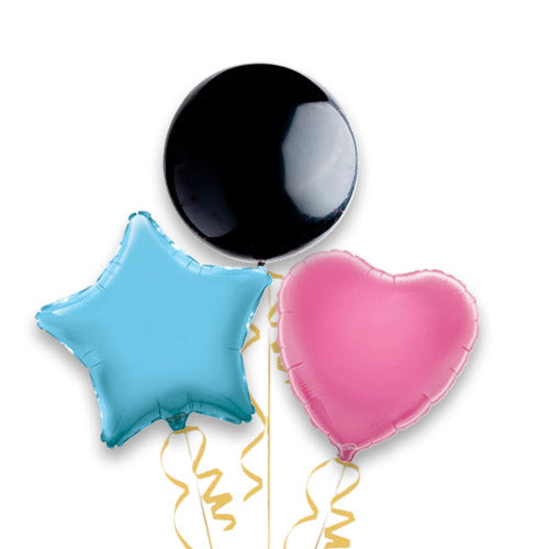 Gender Reveal Black Latex Balloon Boy or Girl & Foil Balloons Set