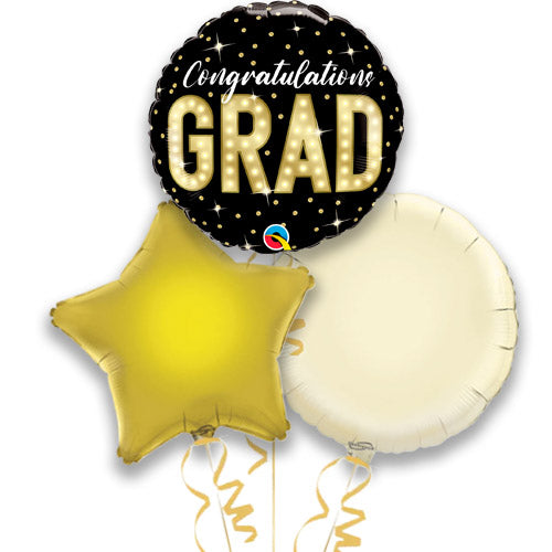 Grad Round Black Foil Balloons Gift Set