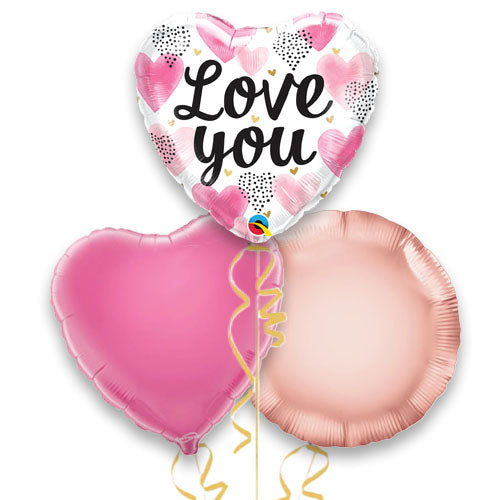 Love You Heart Foil Balloons Gift Set