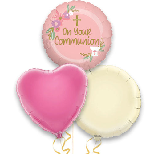 On Your Communion Pink Foil Balloons Gift Set