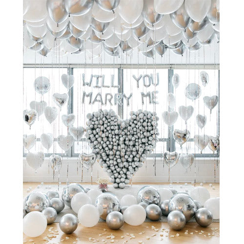 Proposal Will You Merry Me Setup White & Silver