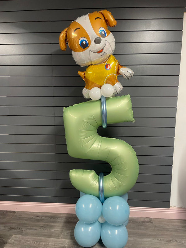 34" Foil Number Balloon Stand with  Toy Foil Balloon